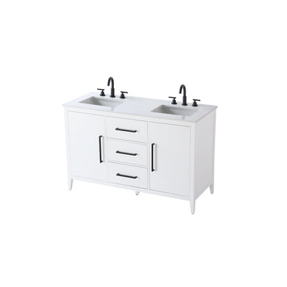54 Inch Double Bathroom Vanity In White