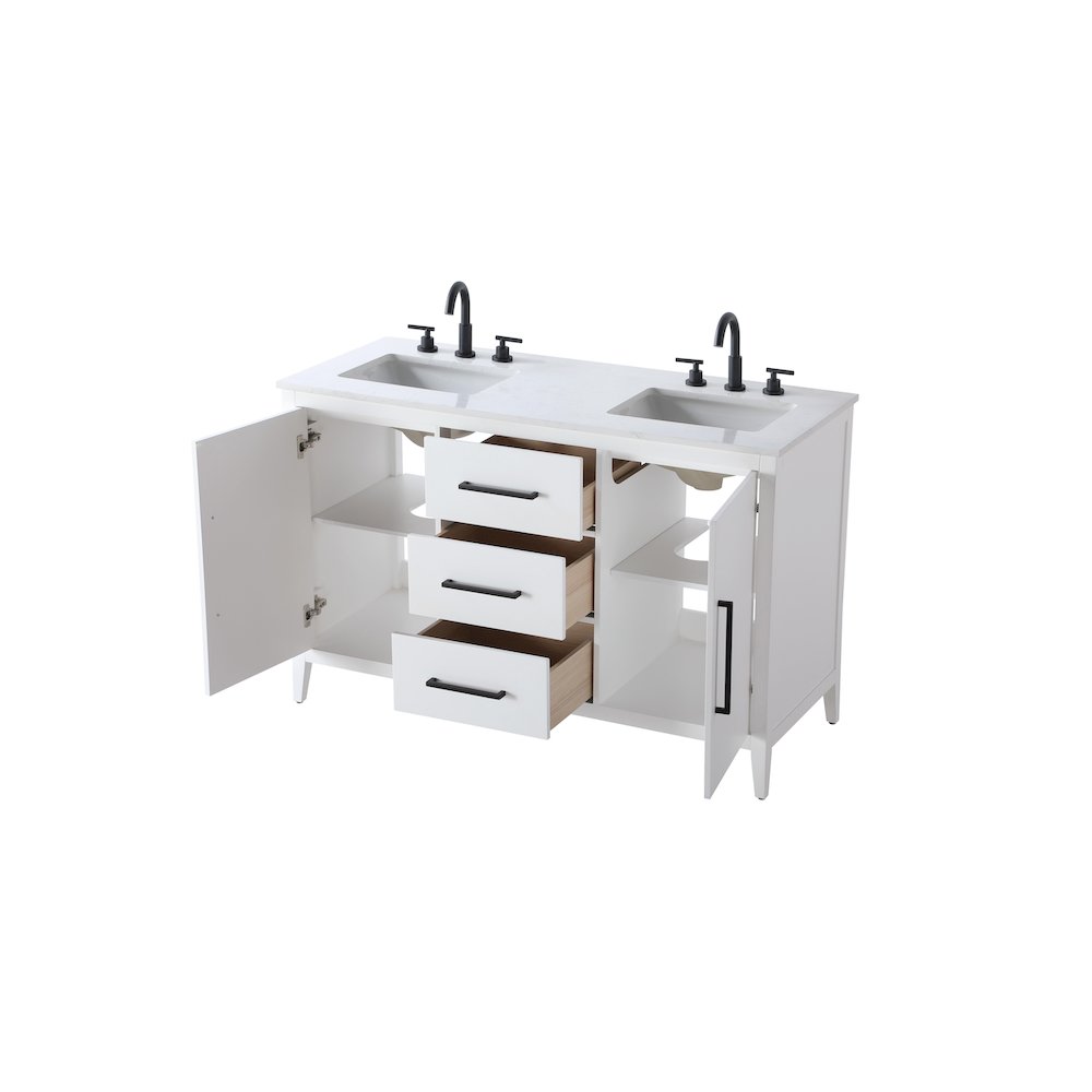 54 Inch Double Bathroom Vanity In White