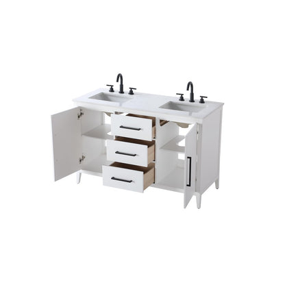 54 Inch Double Bathroom Vanity In White