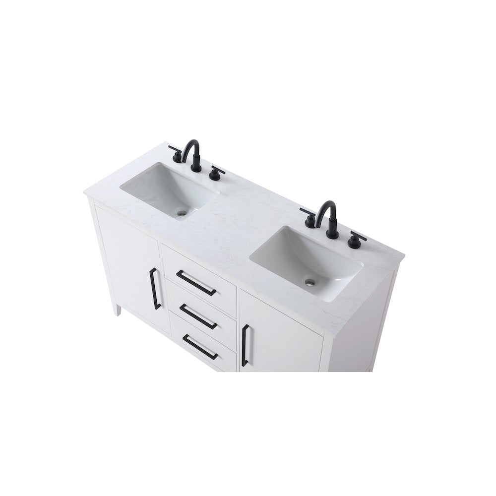 54 Inch Double Bathroom Vanity In White