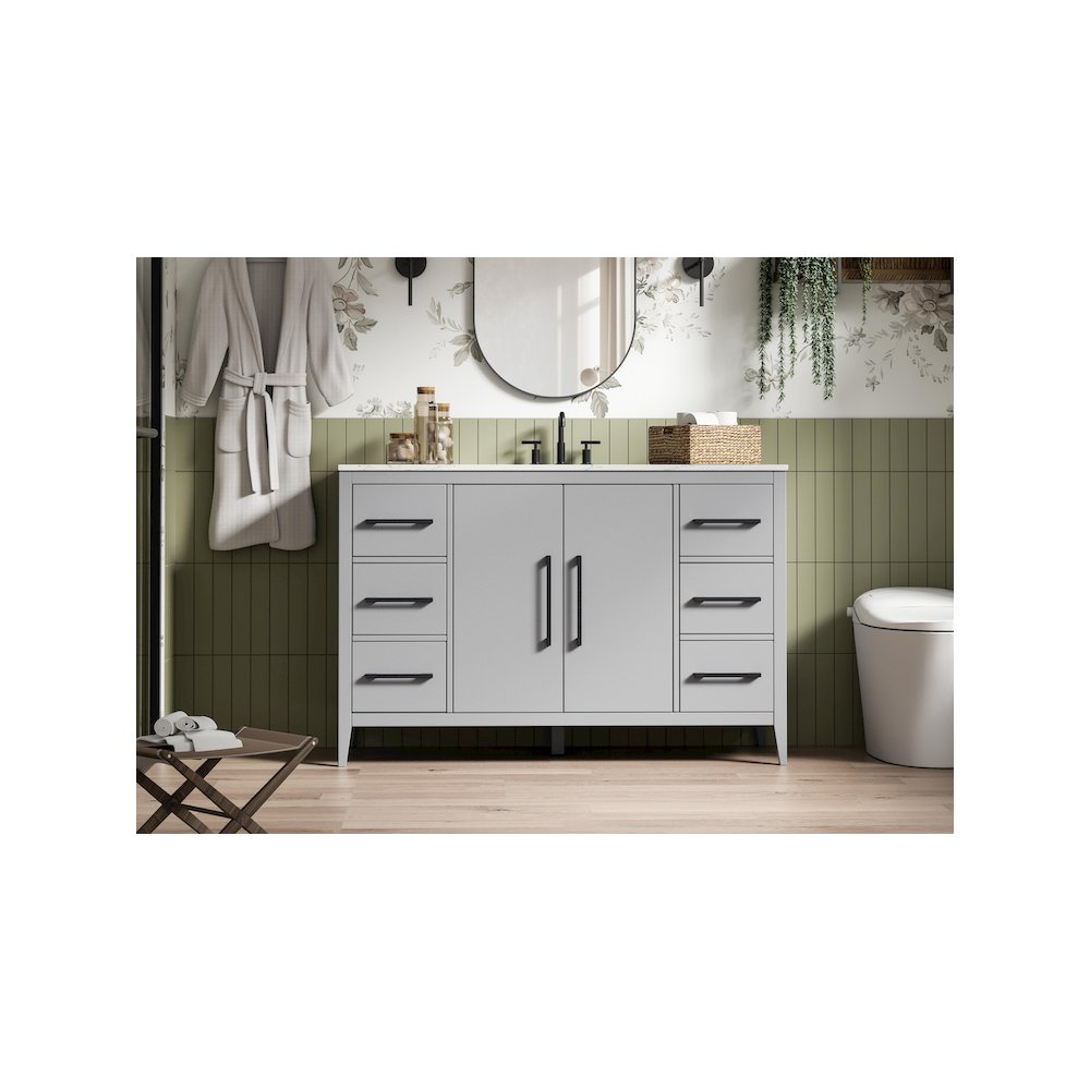 54 Inch Single Bathroom Vanity In Grey