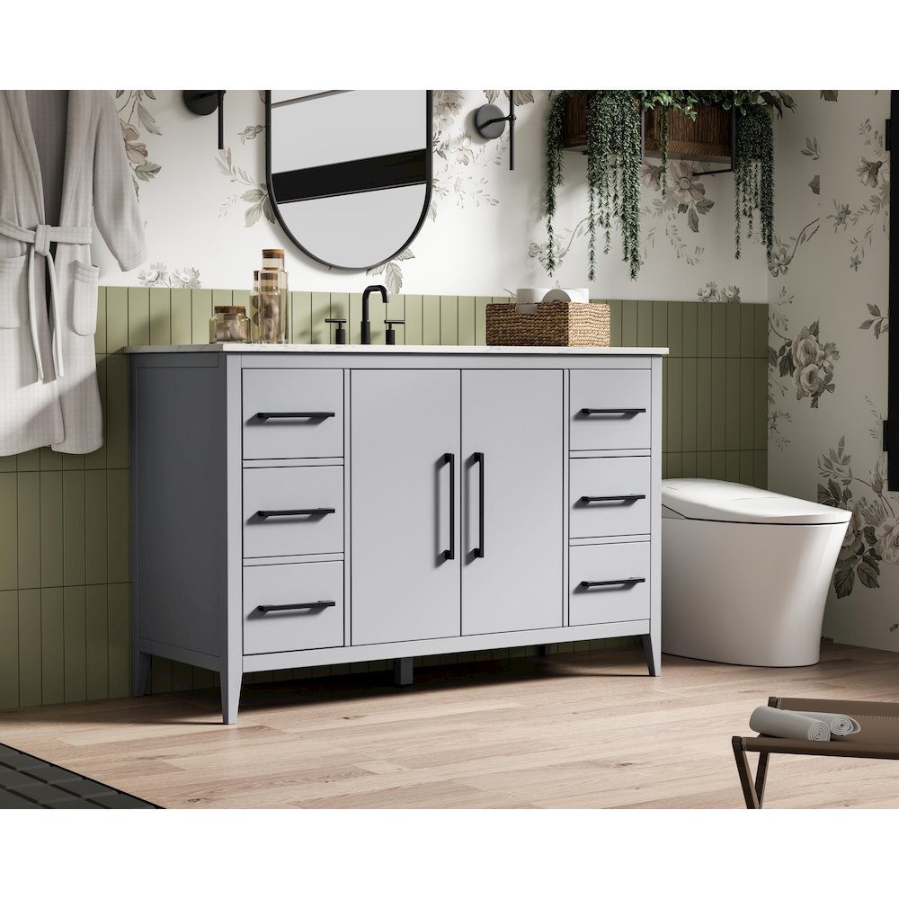 54 Inch Single Bathroom Vanity In Grey