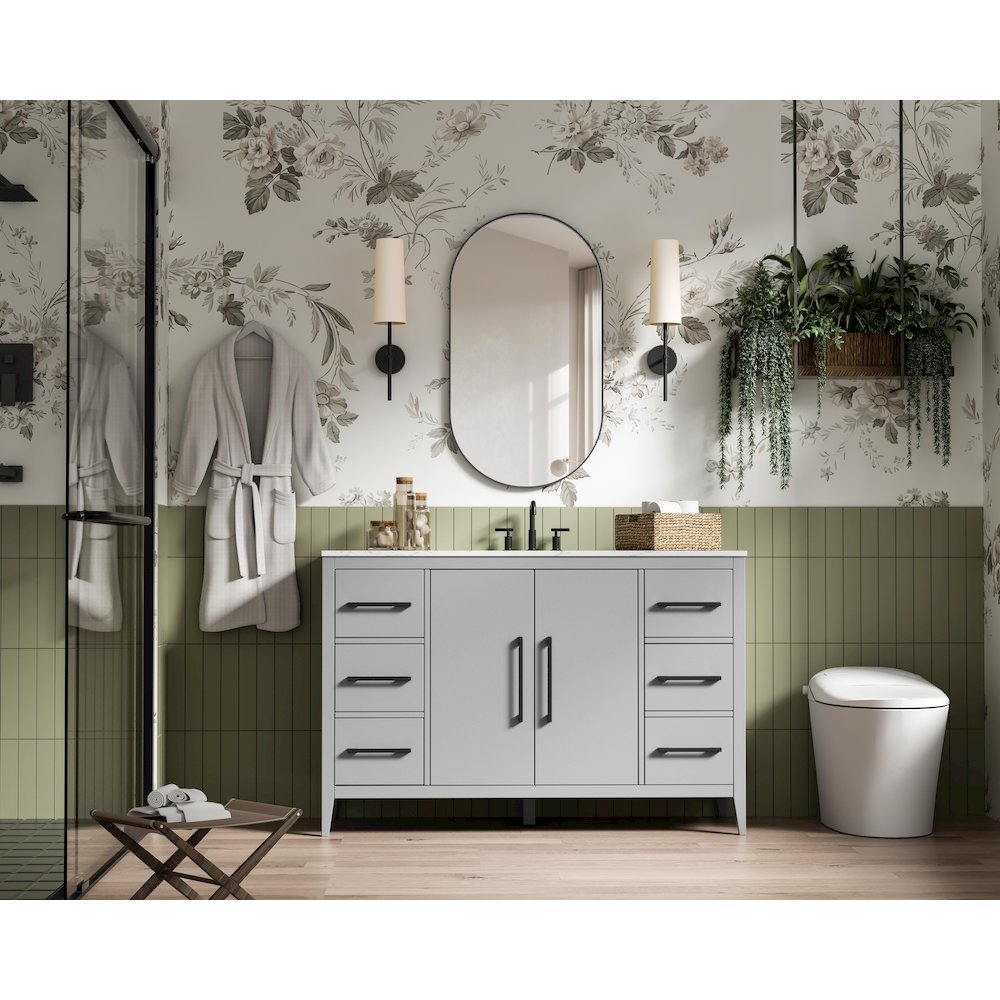 54 Inch Single Bathroom Vanity In Grey
