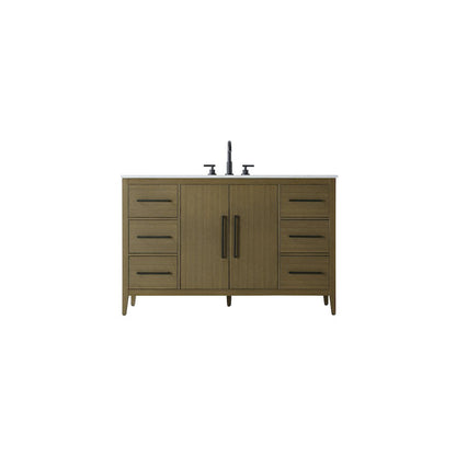 54 Inch Single Bathroom Vanity In Chestnut Brown