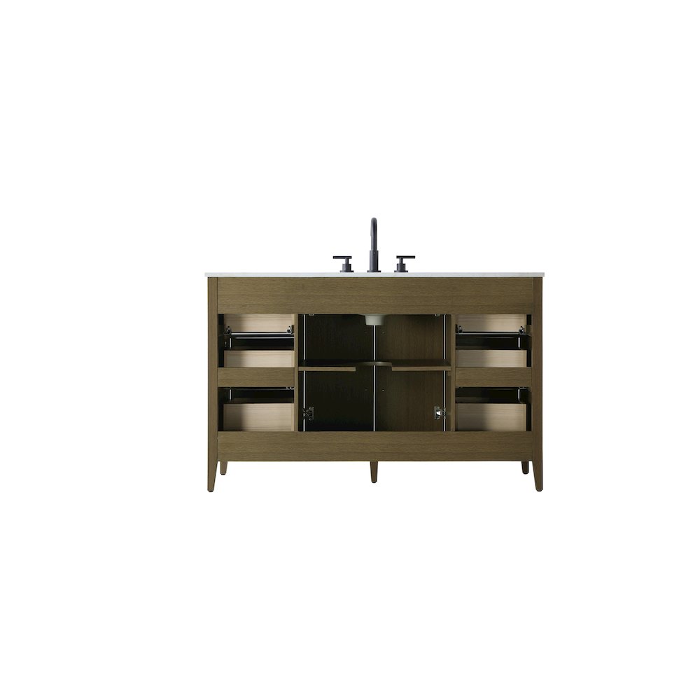 54 Inch Single Bathroom Vanity In Chestnut Brown