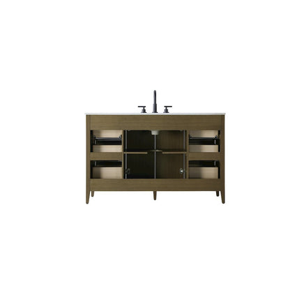 54 Inch Single Bathroom Vanity In Chestnut Brown