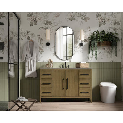 54 Inch Single Bathroom Vanity In Chestnut Brown