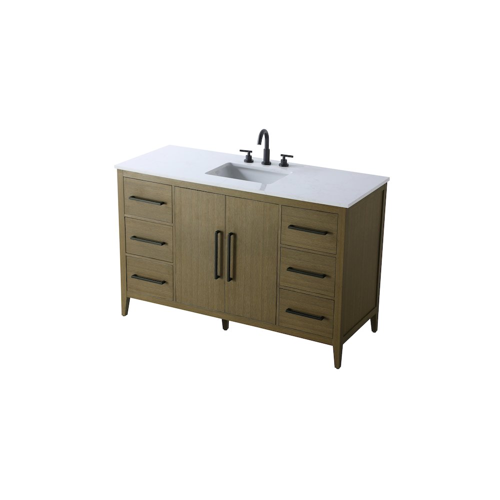 54 Inch Single Bathroom Vanity In Chestnut Brown