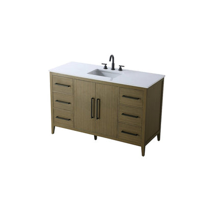 54 Inch Single Bathroom Vanity In Chestnut Brown