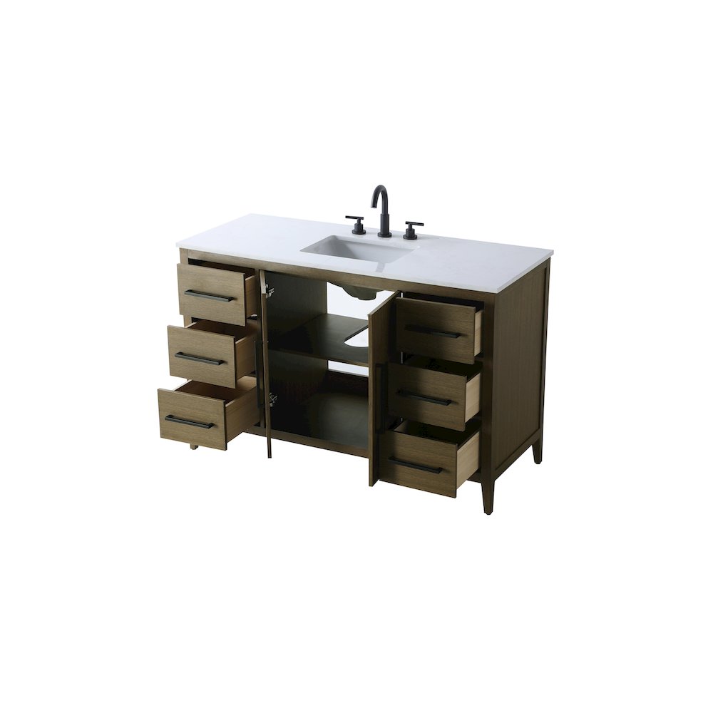 54 Inch Single Bathroom Vanity In Chestnut Brown