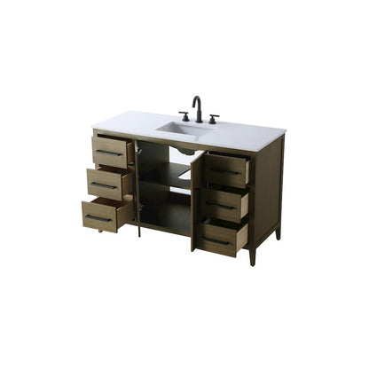 54 Inch Single Bathroom Vanity In Chestnut Brown