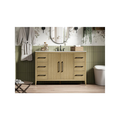 54 Inch Single Bathroom Vanity In Honey Brown