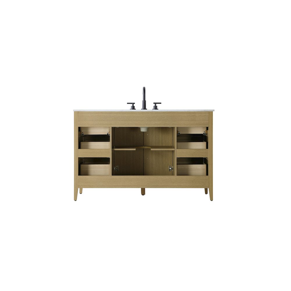 54 Inch Single Bathroom Vanity In Honey Brown