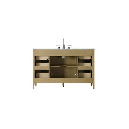 54 Inch Single Bathroom Vanity In Honey Brown