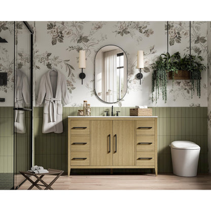 54 Inch Single Bathroom Vanity In Honey Brown