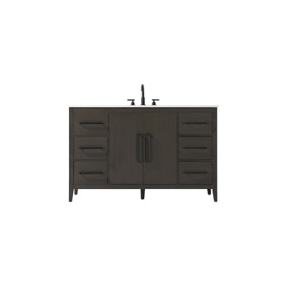 54 Inch Single Bathroom Vanity In Mocha Brown