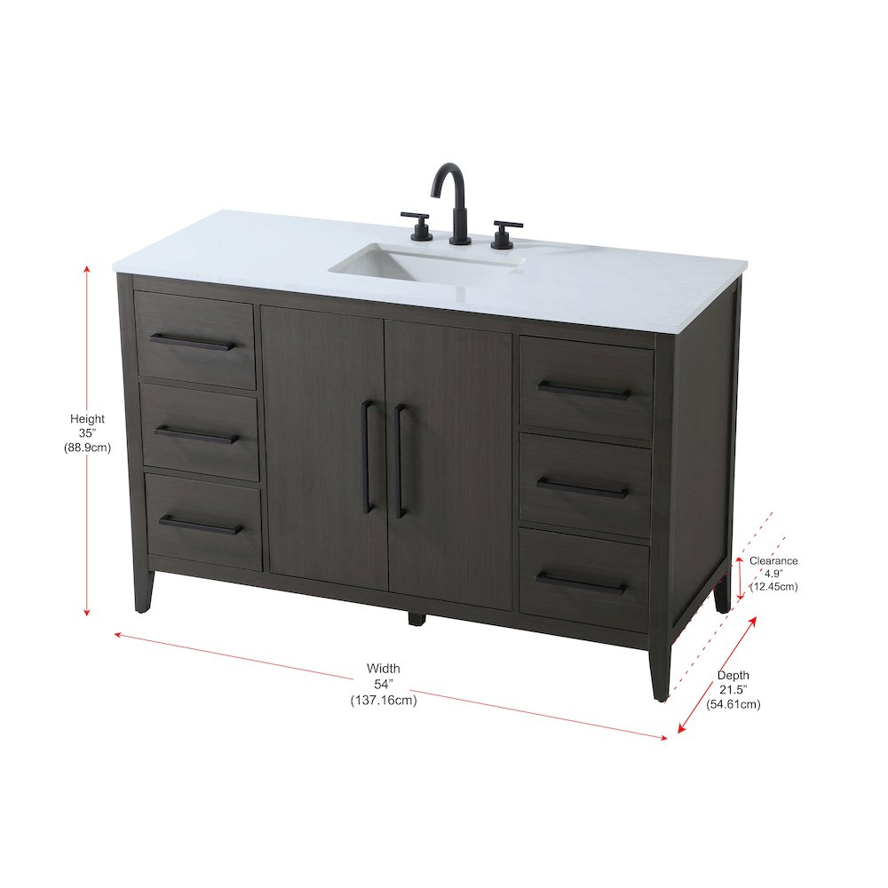 54 Inch Single Bathroom Vanity In Mocha Brown