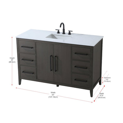 54 Inch Single Bathroom Vanity In Mocha Brown
