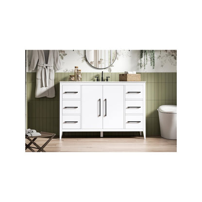 54 Inch Single Bathroom Vanity In White