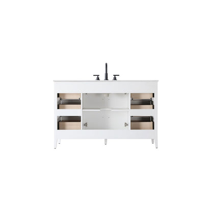 54 Inch Single Bathroom Vanity In White