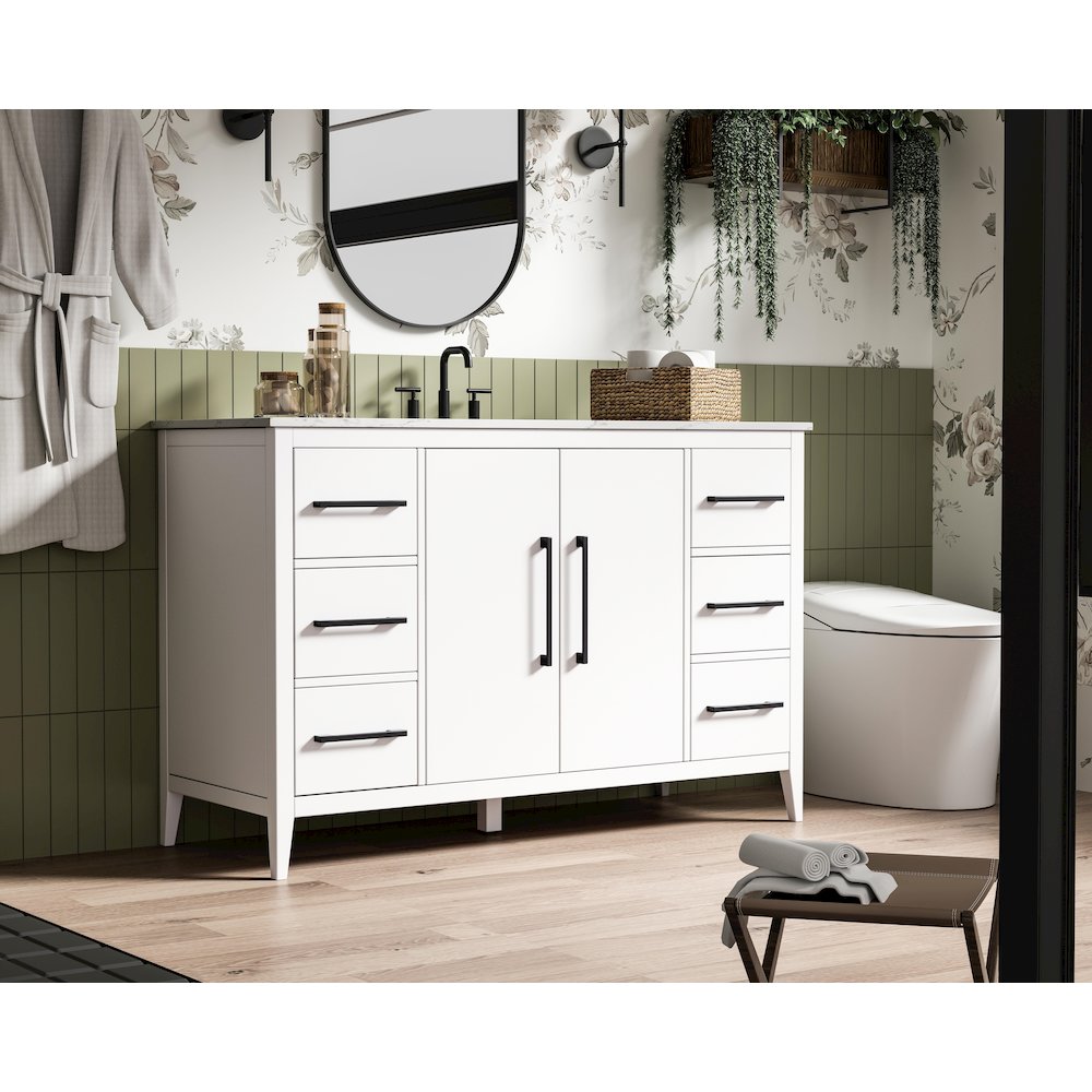 54 Inch Single Bathroom Vanity In White