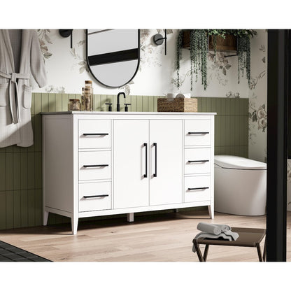 54 Inch Single Bathroom Vanity In White