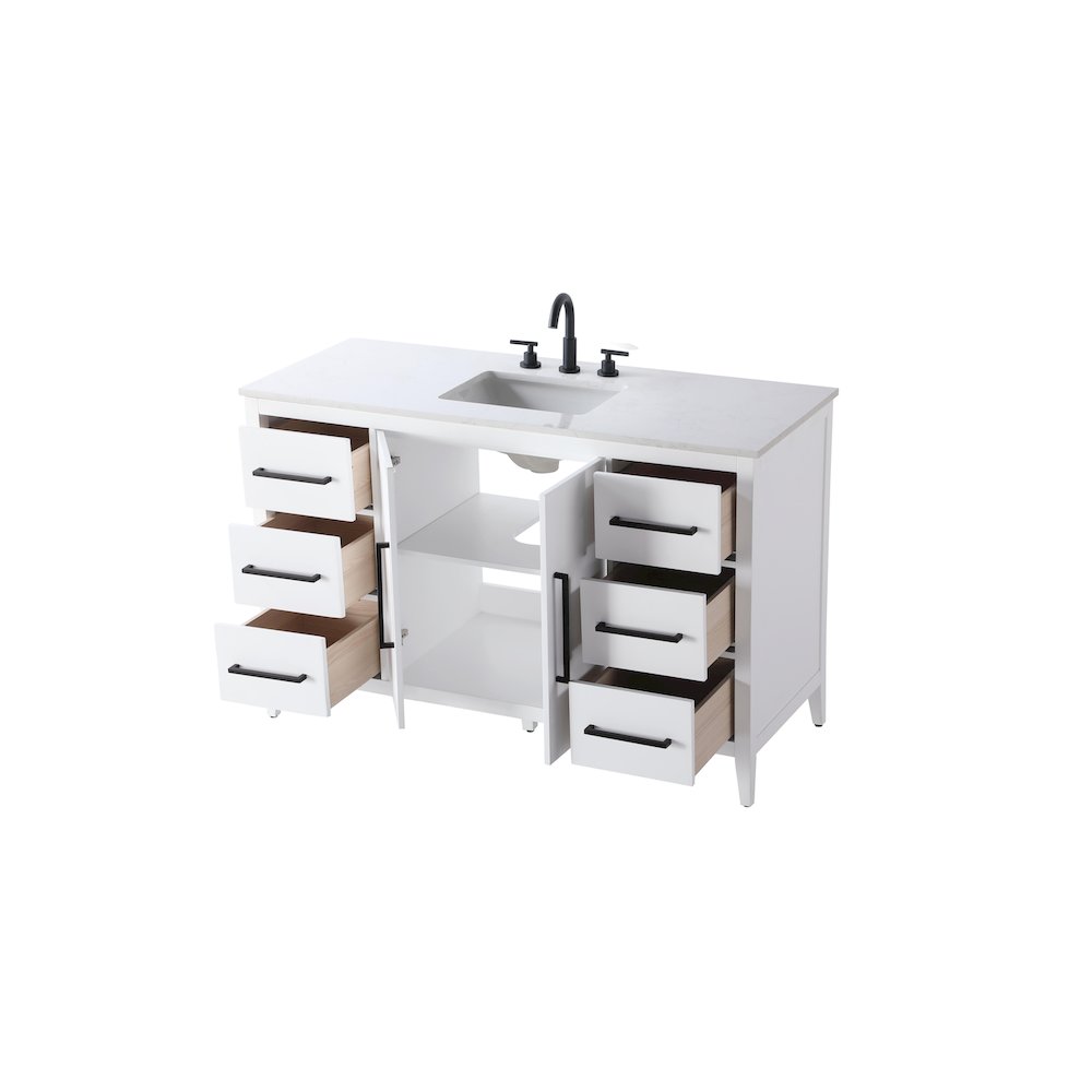 54 Inch Single Bathroom Vanity In White