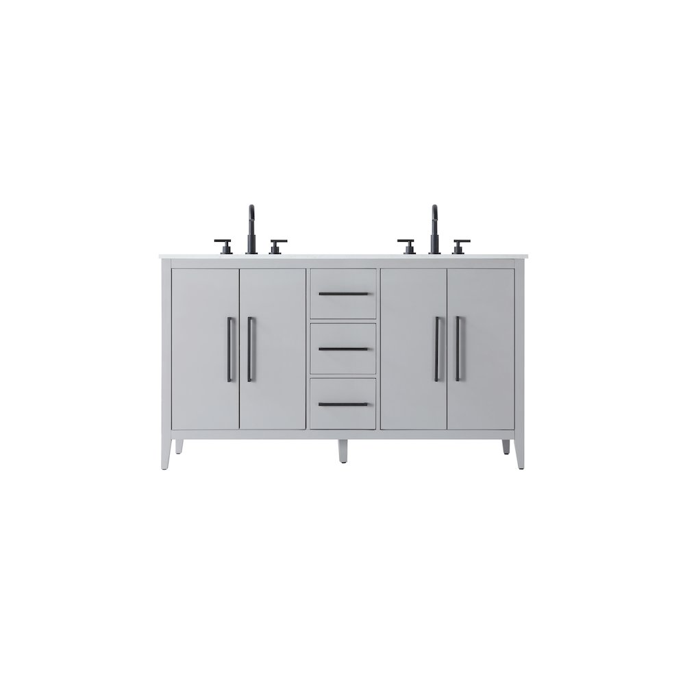 60 Inch Double Bathroom Vanity In Grey