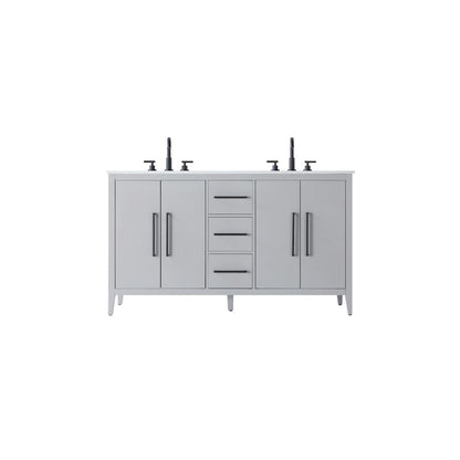 60 Inch Double Bathroom Vanity In Grey