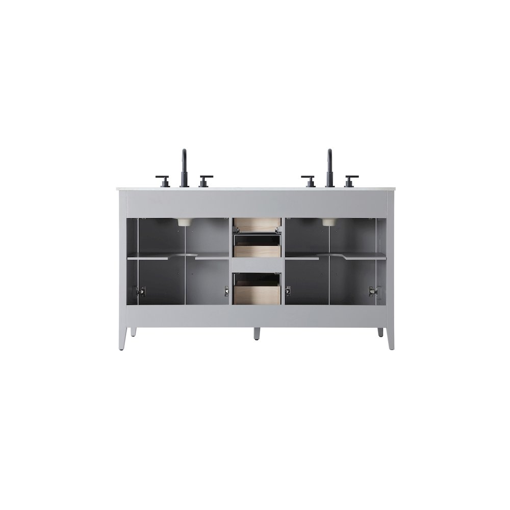 60 Inch Double Bathroom Vanity In Grey