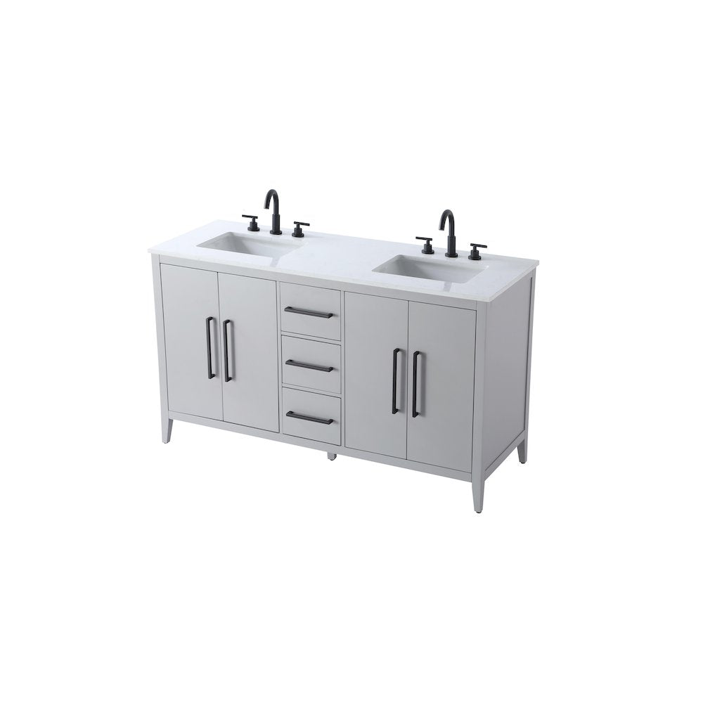 60 Inch Double Bathroom Vanity In Grey