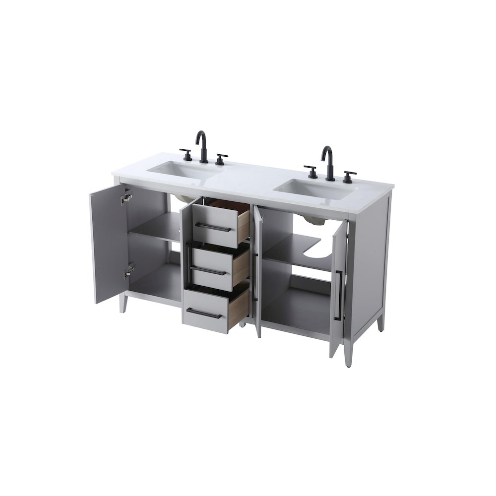 60 Inch Double Bathroom Vanity In Grey
