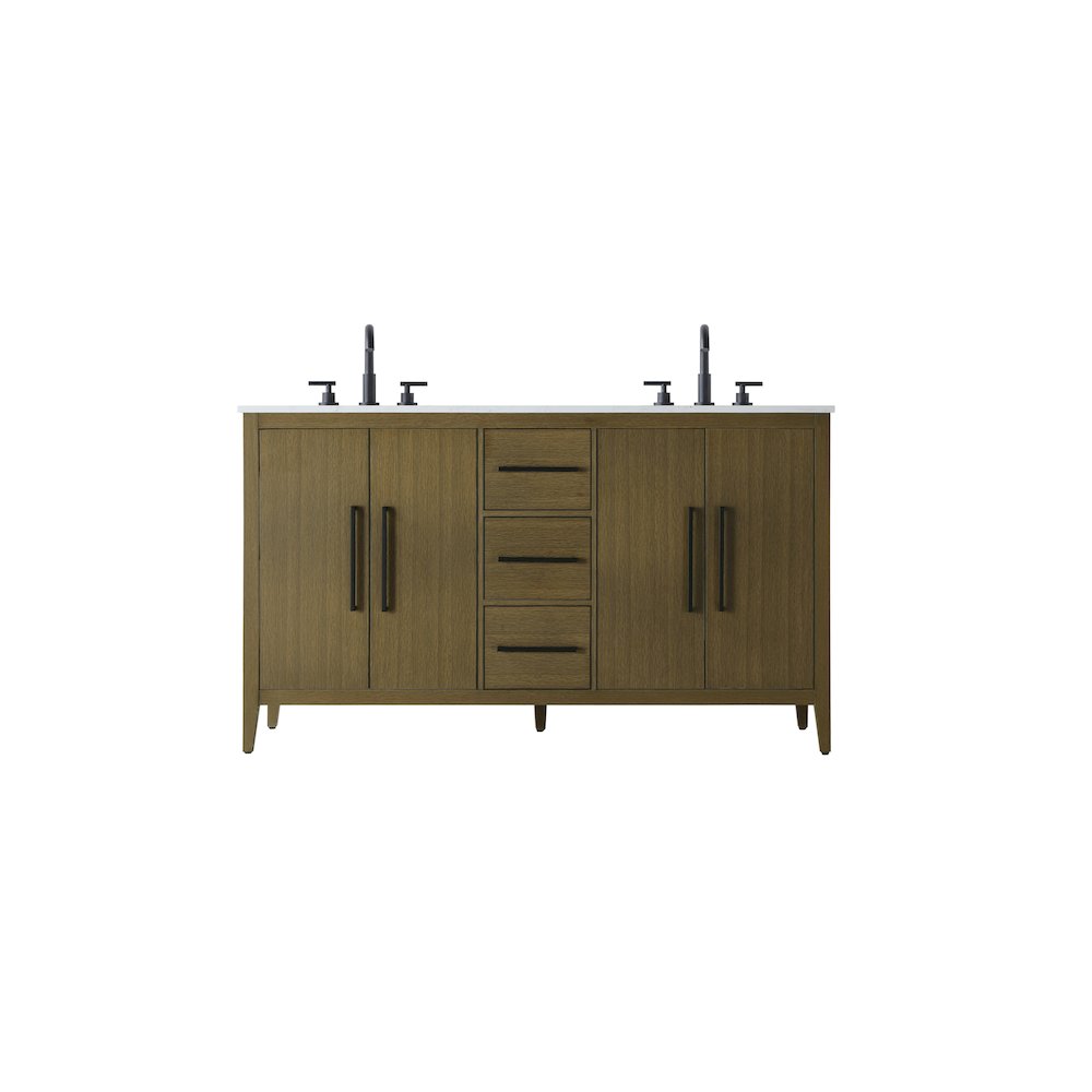 60 Inch Double Bathroom Vanity In Chestnut Brown