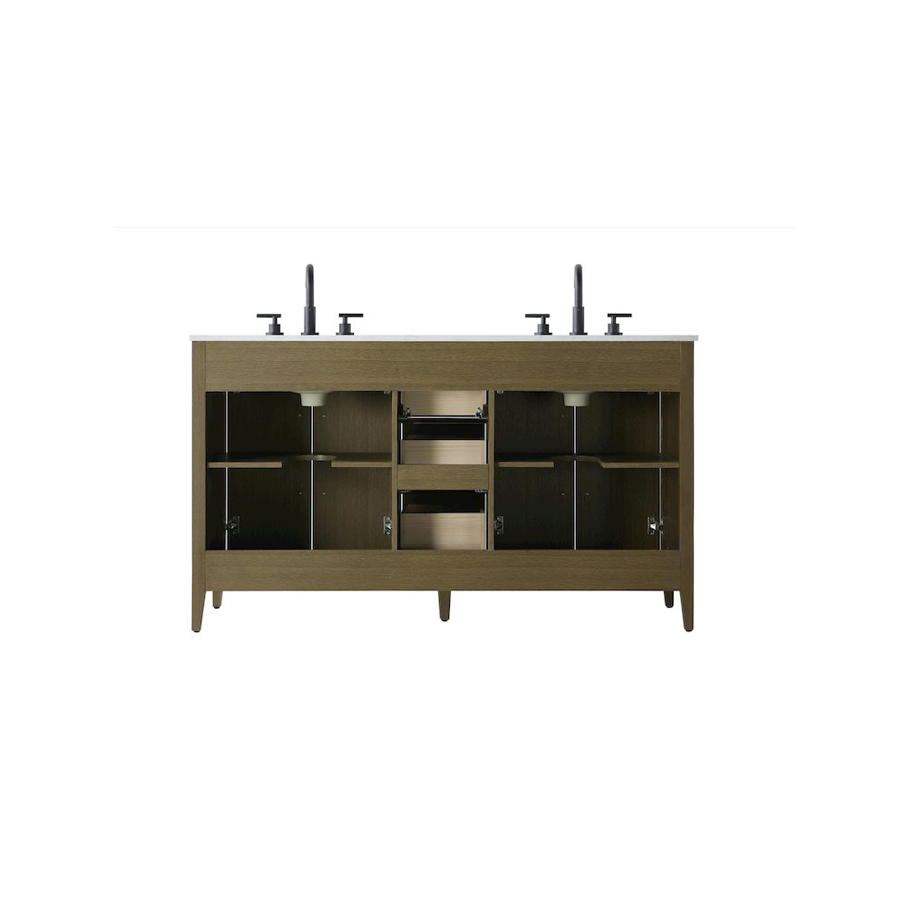 60 Inch Double Bathroom Vanity In Chestnut Brown