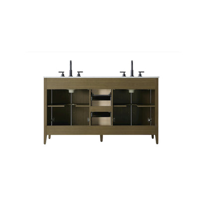 60 Inch Double Bathroom Vanity In Chestnut Brown