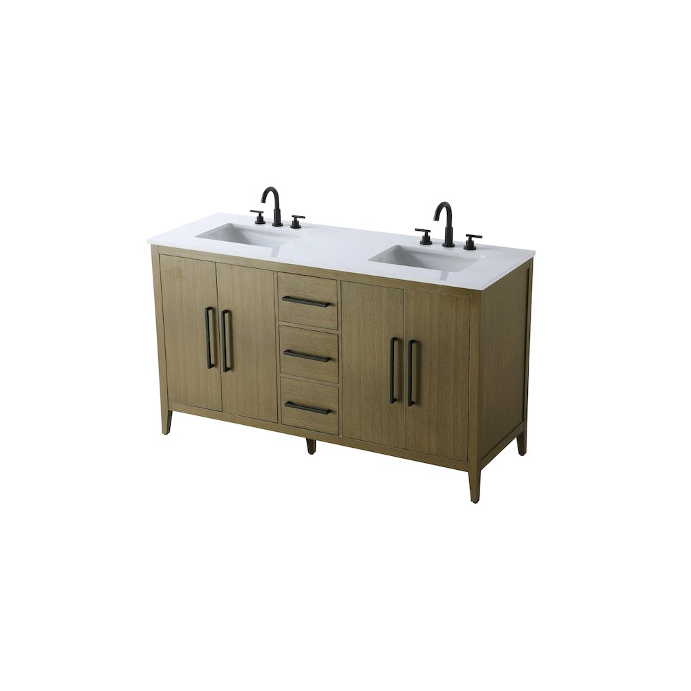 60 Inch Double Bathroom Vanity In Chestnut Brown