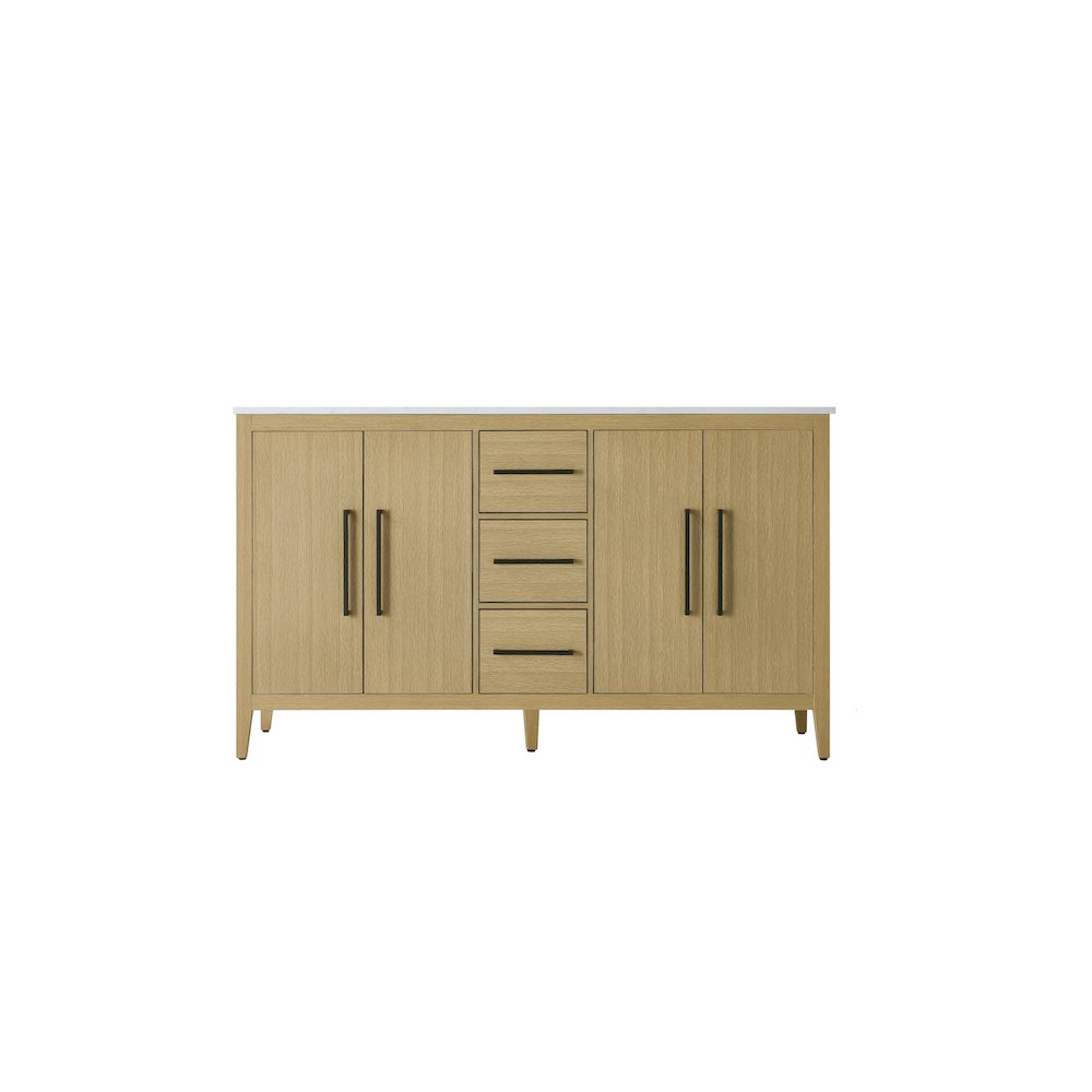 60 Inch Double Bathroom Vanity In Honey Brown