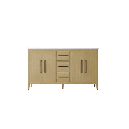60 Inch Double Bathroom Vanity In Honey Brown