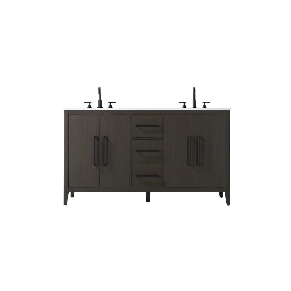 60 Inch Double Bathroom Vanity In Mocha Brown