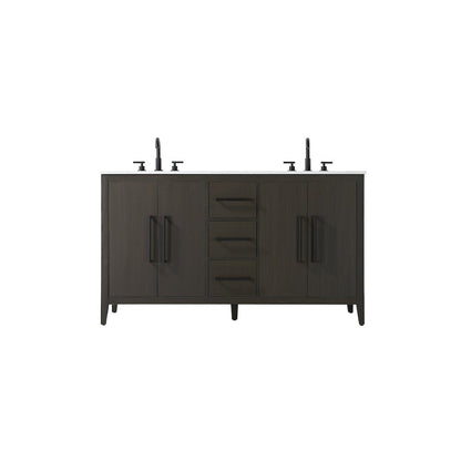 60 Inch Double Bathroom Vanity In Mocha Brown