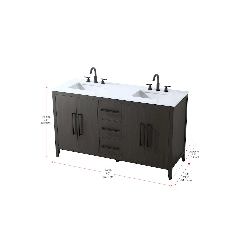 60 Inch Double Bathroom Vanity In Mocha Brown