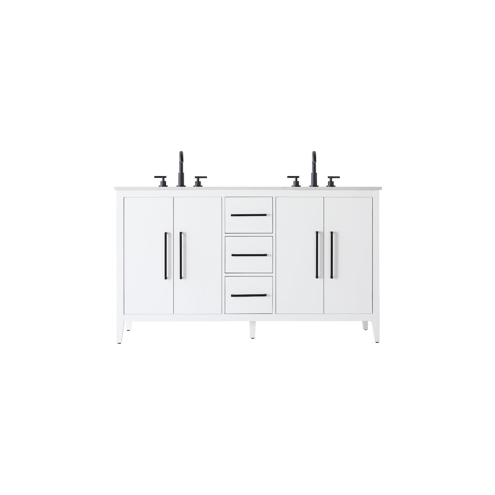 60 Inch Double Bathroom Vanity In White