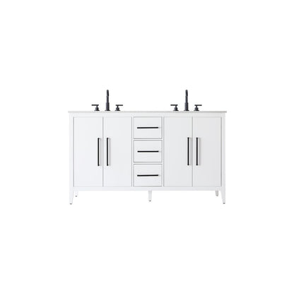 60 Inch Double Bathroom Vanity In White
