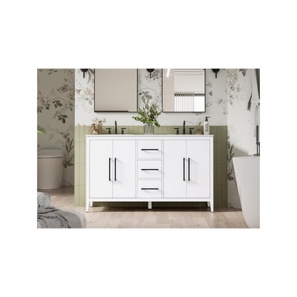 60 Inch Double Bathroom Vanity In White