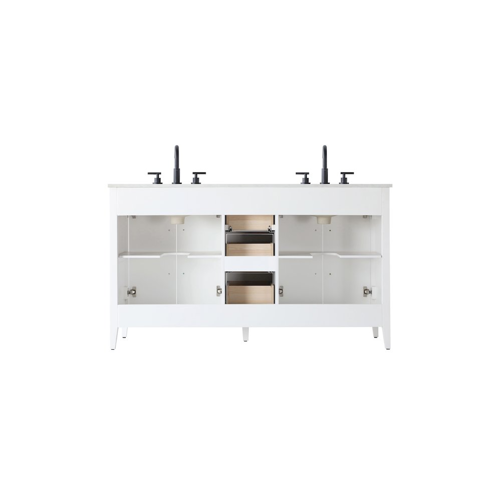 60 Inch Double Bathroom Vanity In White