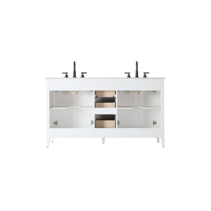 60 Inch Double Bathroom Vanity In White