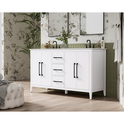 60 Inch Double Bathroom Vanity In White