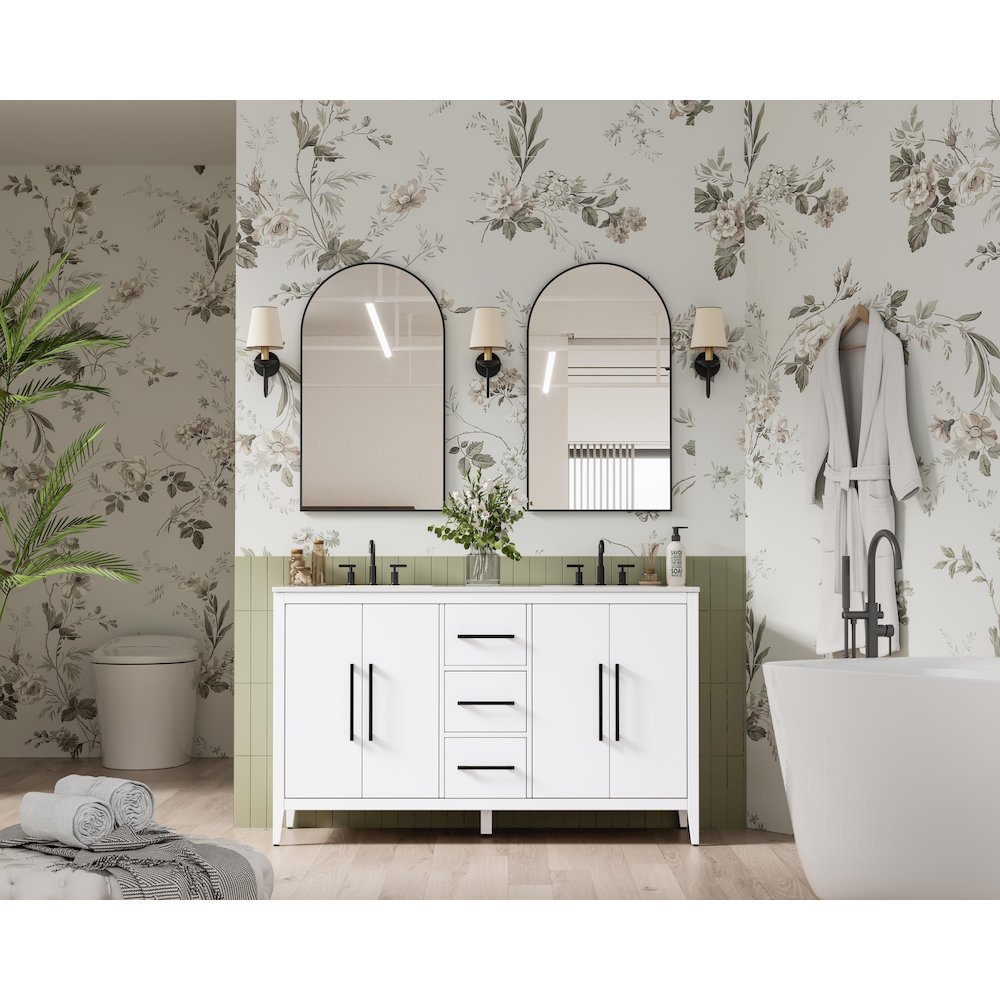 60 Inch Double Bathroom Vanity In White