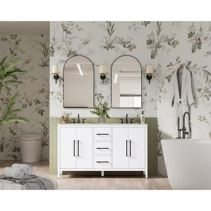 60 Inch Double Bathroom Vanity In White