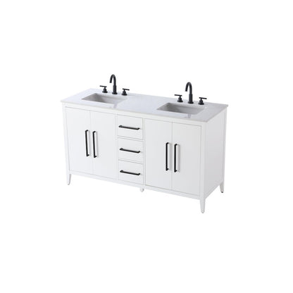 60 Inch Double Bathroom Vanity In White